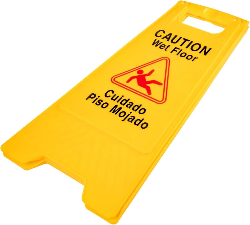 Electri Duct Caution Wet Floor Sign 24" OSHA Compliant Bilingual Double-Sided Commercial Safety Warning Signs A Frame Bright Yellow Cuidado Piso Mojado (Pack of 2) - Image 4